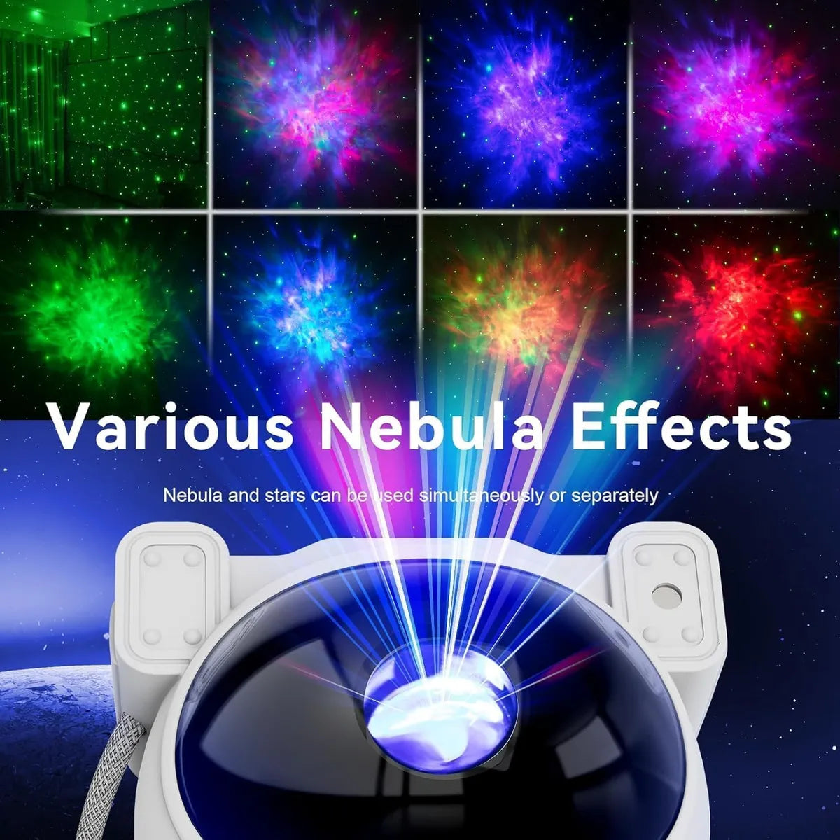 Astronaut Galaxy Projector Night Light – 360° Rotating Nebula Star Projector with Remote Control, Timer & Adjustable Head.