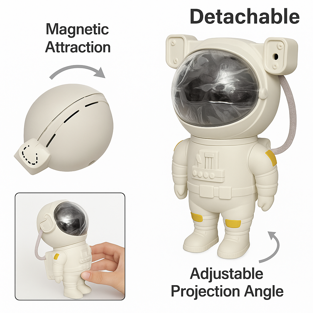 Astronaut Galaxy Projector Night Light – 360° Rotating Nebula Star Projector with Remote Control, Timer & Adjustable Head.