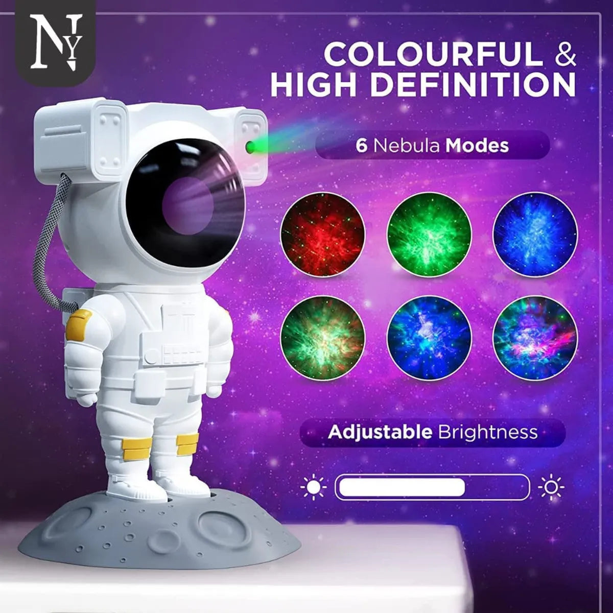 Astronaut Galaxy Projector Night Light – 360° Rotating Nebula Star Projector with Remote Control, Timer & Adjustable Head.